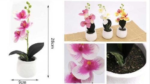 MŰVIRÁG ORCHIDEA CSEREPES 28X9CM TÖBB FÉLE SZ.