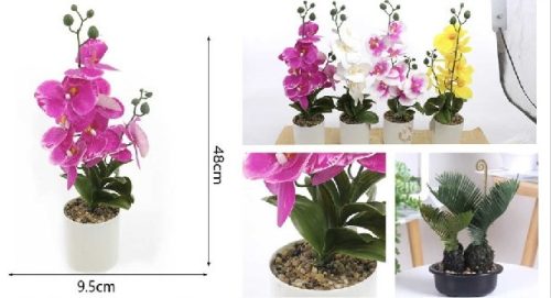 MŰVIRÁG ORCHIDEA CSEREPES 48X9,5CM TÖBB FÉLE SZÍN