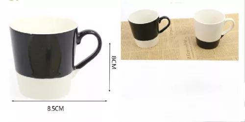 BÖGRE PORCELÁN FEKETE-FEHÉR 8,5X8CM 2F. 350ML