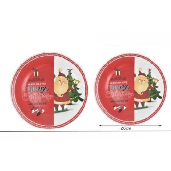 TÁNYÉR LAPOS ÜVEG KARÁCSONYI 28CM