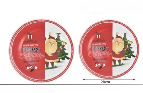 TÁNYÉR LAPOS ÜVEG KARÁCSONYI 28CM