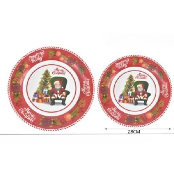 TÁNYÉR LAPOS ÜVEG KARÁCSONYI 28CM