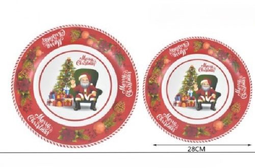 TÁNYÉR LAPOS ÜVEG KARÁCSONYI 28CM