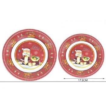 TÁNYÉR LAPOS ÜVEG KARÁCSONYI 17,5CM