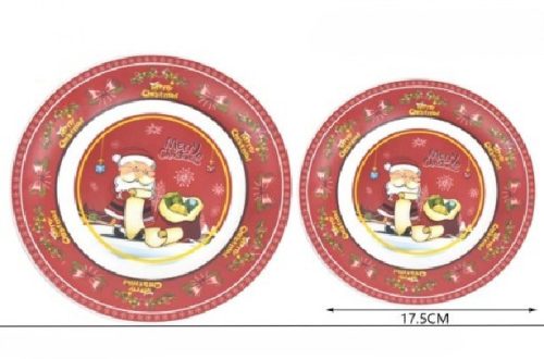 TÁNYÉR LAPOS ÜVEG KARÁCSONYI 17,5CM