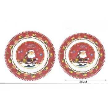 TÁNYÉR LAPOS ÜVEG KARÁCSONYI 28CM