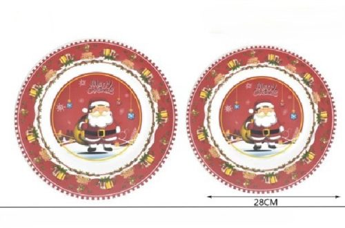 TÁNYÉR LAPOS ÜVEG KARÁCSONYI 28CM