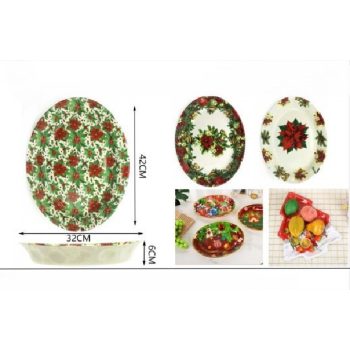   KARÁCSONYI KÍNÁLÓTÁL OVÁLIS 32X42X6CM TÖBB FÉLE MINTA MŰA.