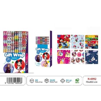 CSOMAGOLÓPAPÍR RAJZFILMES 200X70CM TÖBBFÉLE