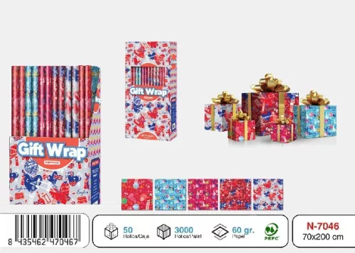 CSOMAGOLÓPAPÍR 200X70CM TÖBBFÉLE