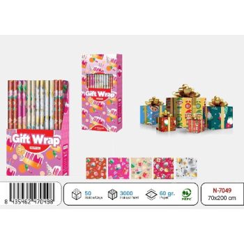 CSOMAGOLÓPAPÍR 200X70CM TÖBBFÉLE