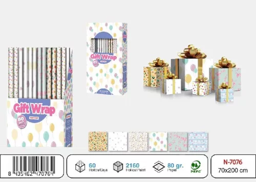 CSOMAGOLÓPAPÍR 200X70CM TÖBBFÉLE