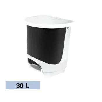 SZEMETESKUKA PEDÁLOS FEHÉR-FEKETE 30L
