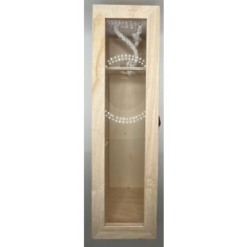 ITALTARTÓ DOBOZ FA, ÜVEG FEDELES 10X10X35CM