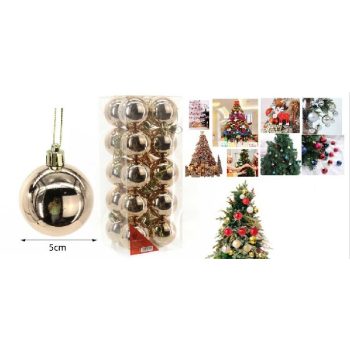 KARÁCSONYFA GÖMB DÍSZ 5CM 20DB-OS ARANY