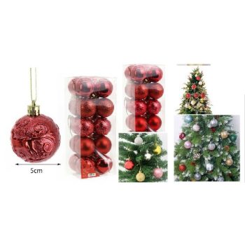 KARÁCSONYFA GÖMB DÍSZ 5CM 20DB-OS PIROS