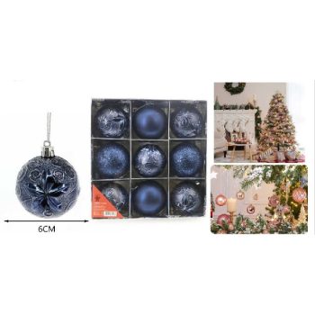 KARÁCSONYFA GÖMB DÍSZ 6CM 9DB-OS KÉK