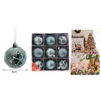 KARÁCSONYFA GÖMB DÍSZ 6CM 9DB-OS ZÖLD