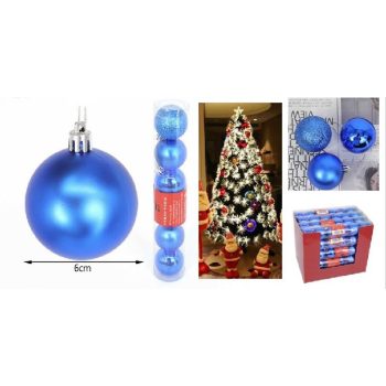 KARÁCSONYFA GÖMB DÍSZ 6CM 6DB-OS KÉK