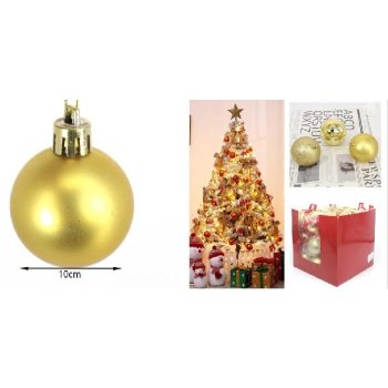 KARÁCSONYFA GÖMB DÍSZ 10CM ARANY