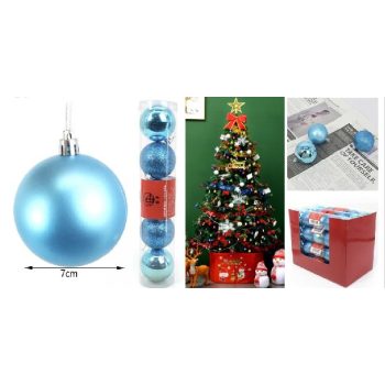 KARÁCSONYFA GÖMB DÍSZ MŰA. 7CM VILÁGOSKÉK 5DB