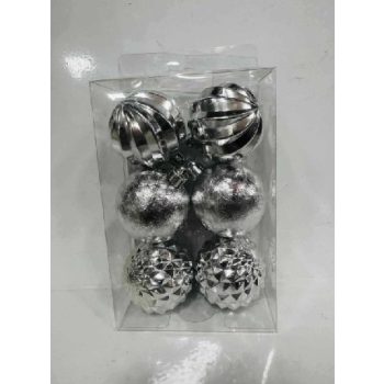 KARÁCSONYFA GÖMB DÍSZ MŰA. EZÜST 6DB