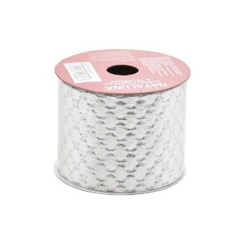 KARÁCSONYI SZALAG 6,3CMX2,7M EZÜST