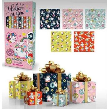 CSOMAGOLÓPAPÍR 70X200CM 5F. UNIKORNIS (50/DISPL)