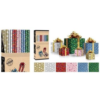 CSOMAGOLÓPAPÍR 70X200CM 6F. CSILLAG (60/DISPL)