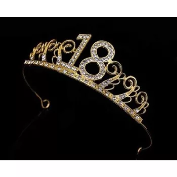 DEKORÁCIÓ TIARA "18" 14X4CM ARANY