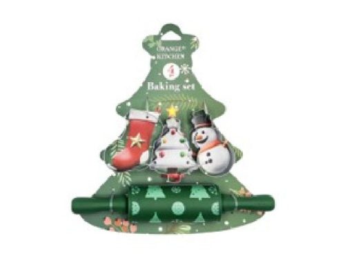 KISZÚRÓ SZETT KARÁCSONYI SODRÓFÁVAL 4DB-OS - KARÁCSONY