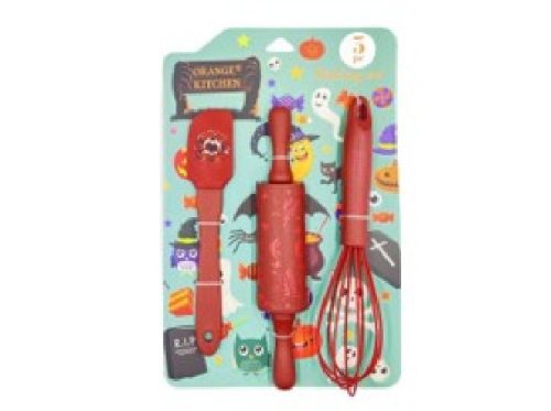 KONYHAI SZETT 3 RÉSZES HALLOWEEN - PIROS