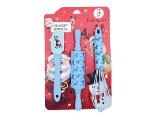 KONYHAI SZETT KARÁCSONYI 3 RÉSZES - KÉK