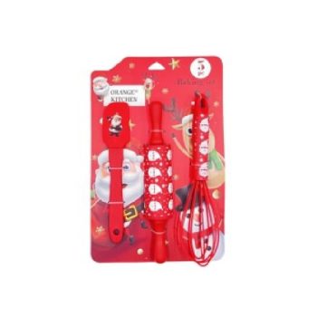 KONYHAI SZETT KARÁCSONYI 3 RÉSZES - PIROS