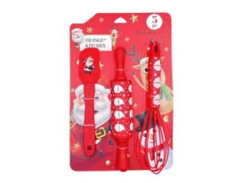KONYHAI SZETT KARÁCSONYI 3 RÉSZES - PIROS