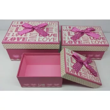 DÍSZDOBOZ 3DB-OS  NAGY:15,5X11X8CM LOVE/MASNIS, PAPÍR
