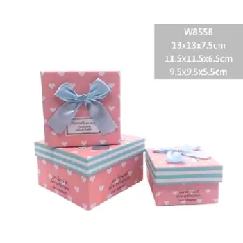   DÍSZDOBOZ 3DB-OS  NAGY:13X13X7,5CM SZÍV MINTA/MASNIS, PAPÍR