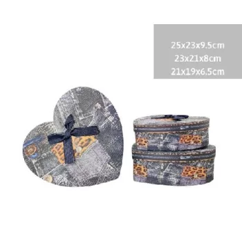   DÍSZDOBOZ SZÍV ALAKÚ 3DB-OS  NAGY:25X23X9,5CM FARMER MINTA/MASNIS PAPÍR