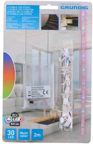 LED SZALAG 2M 30LED/M IP20 ELEMES 3XAA 5FÉLE(4XHIDEGFEHÉR, 12XMELEGFEHÉR, 4XMULT