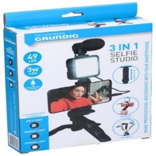 SELFIE STÚDIÓ 3IN1 49LED, 3W, MIKROFON, KÉZI MARKOLAT + TRIPOD