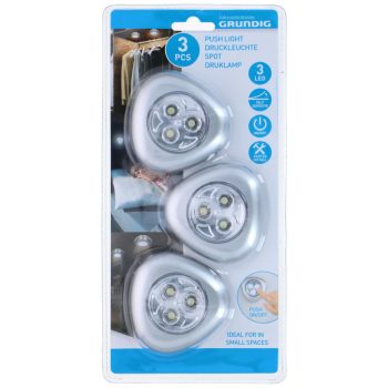 LÁMPA NYOMÓGOMBOS 3DB 3LED ÖNTAPADÓS