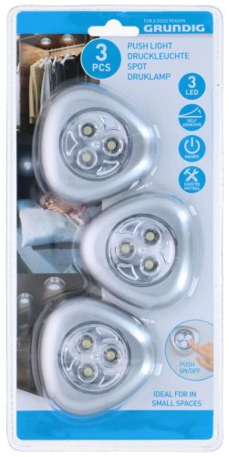 LÁMPA NYOMÓGOMBOS 3DB 3LED ÖNTAPADÓS