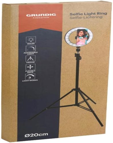 SELFIE LED KÖRLÁMPA ?20CM - FLEXI NYAK, TRIPOD ÁLLVÁNY, 80 LED, ÁLLÍTH.FÉNYERŐ 2