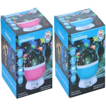   VETÍTŐFÉNY CSILLAG 2FÉLE 12X12X13,5CM 220GR PP CB EXCB AA X3 USB KÉK/RÓZSASZÍN