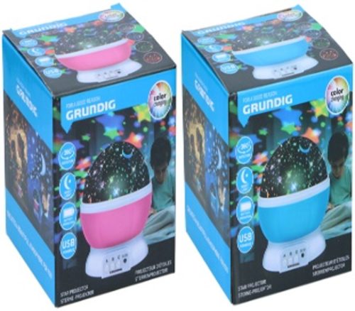 VETÍTŐFÉNY CSILLAG 2FÉLE 12X12X13,5CM 220GR PP CB EXCB AA X3 USB KÉK/RÓZSASZÍN