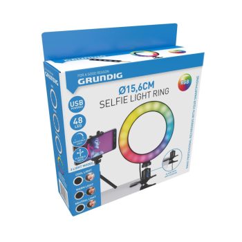   LED KÖRLÁMPA CSÍPTETŐS ?16CM 48LED  16X16X25CM PS CB 5VDC 1A FEKETE SZÍNVÁLTÓS