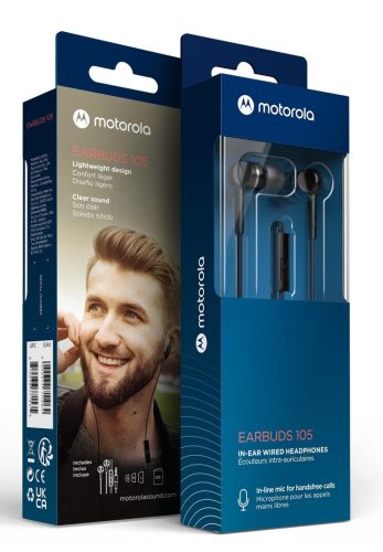 FÜLHALLGATÓ EARBUDS 105 FEKETE  1X2X125CM 51GR SZTEREÓ + MIKROFON