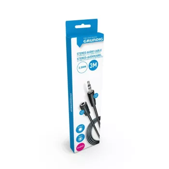 KÁBEL AUDIO STEREO 3,5MM 3M PVC 3,5MM MALE 3,5MM FEMALE