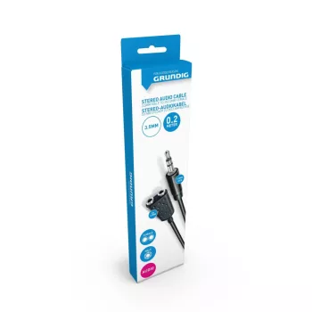   KÁBEL AUDIO STEREO 3,5MM 0,2M PVC 3,5MM MALE 2X3,5MM FEMALE FEKETE