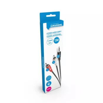   KÁBEL AUDIO STEREO 2XRCA 1M 3.5MM MALE - 2XRCA MALE NIKKELEZETT